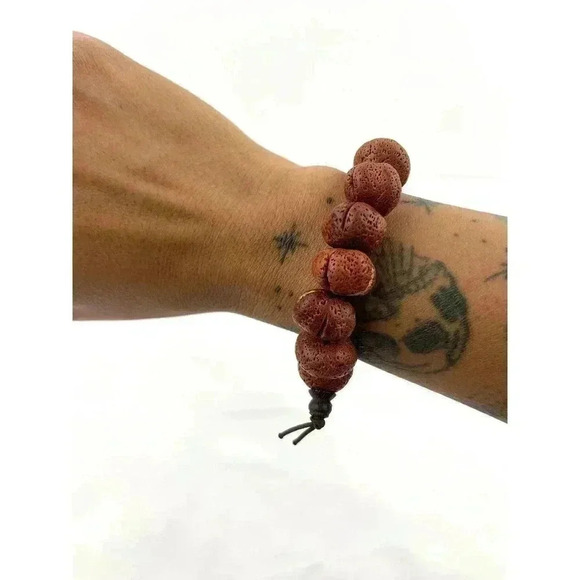 Lava Rock Stretch Bead Bracelet Wrap Lightweight - Picture 5 of 7